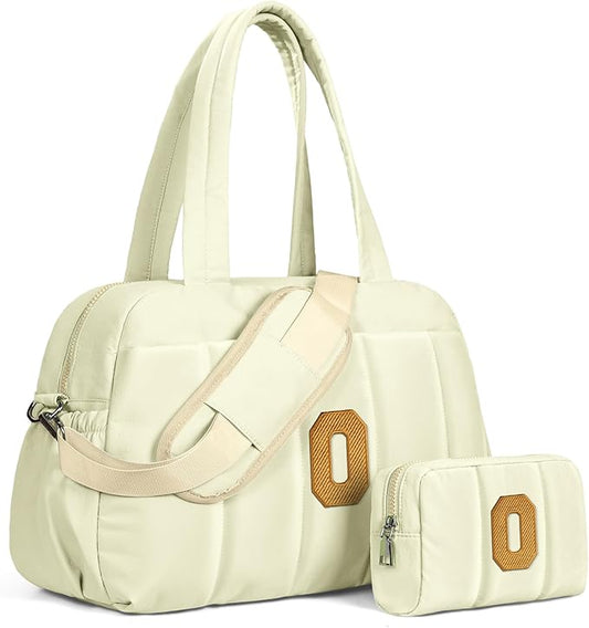 Duffle Bag for Travel Women, Travel Bags，Teenage Girls Gift Ideas-Initial Overnight Bag with Wet Pocket，Lightweight Weekender Bags Personalized Gym Tote with Makeup Pouch-CubbioJoy