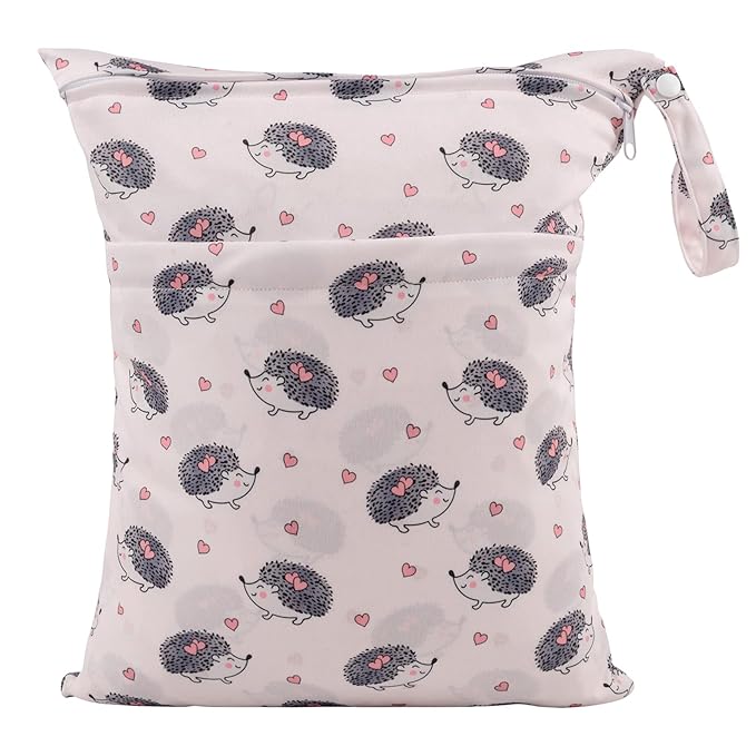 ALVABABY 2pcs Cloth Diaper Wet Dry Bags Waterproof Reusable with Two Zippered Pockets Travel Beach Pool Daycare Soiled Baby Items Yoga Gym Bag for Swimsuits or Wet Clothes LZD2324-CubbioJoy