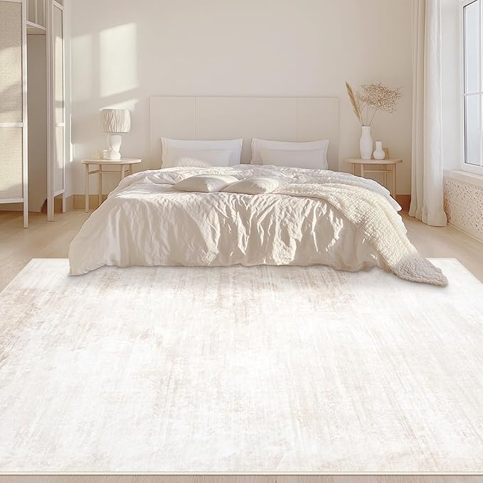Area Rugs 6x9 Living Room: Washable Rug Modern Abstract Large Rug Soft Non Slip Neutral Rugs Stain Resistant Indoor Carpet for Bedroom Kitchen Dining Room Table Nursery Home Office Rugs(Beige,6'x9')-CubbioJoy
