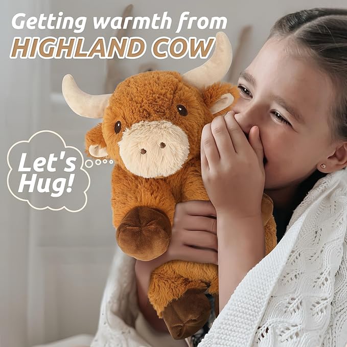 Cuckool Bull Stuffed Animals, Microwavable Stuffed Animals Adorable Fluffy Bull Plush for Warmth & Comfort, Heatable Coolable Lavender Scent Toys, Cute Soft Plushies Gift for Kids Boys Girls & Adults-CubbioJoy