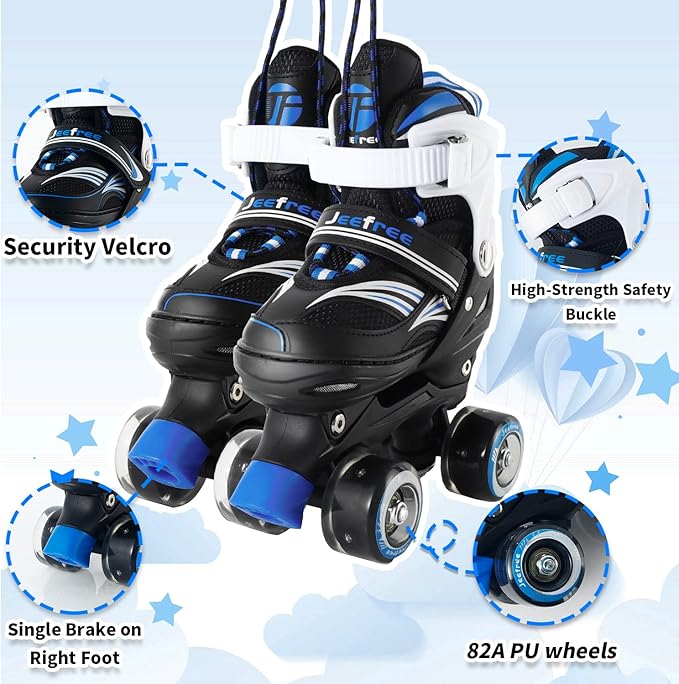 Adjustable 4 Size Kids Roller Skates With Light up Wheels for Girls Ages 5-8-12, Safe and Fun Illuminating Skates for Kids, Toddlers, Boys-CubbioJoy