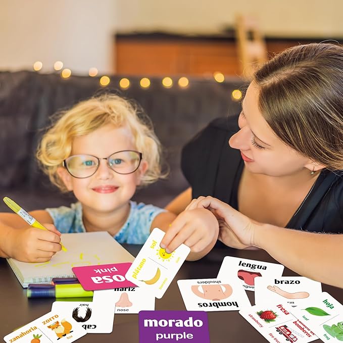 Ceiba Tree Spanish Flash Cards 100 English to Spanish Bilingual Flashcards Español Vocabulary Alphabet Number Colors Educational Learning Toys for Kids Adult Beginners Toddlers Grade School Classroom-CubbioJoy