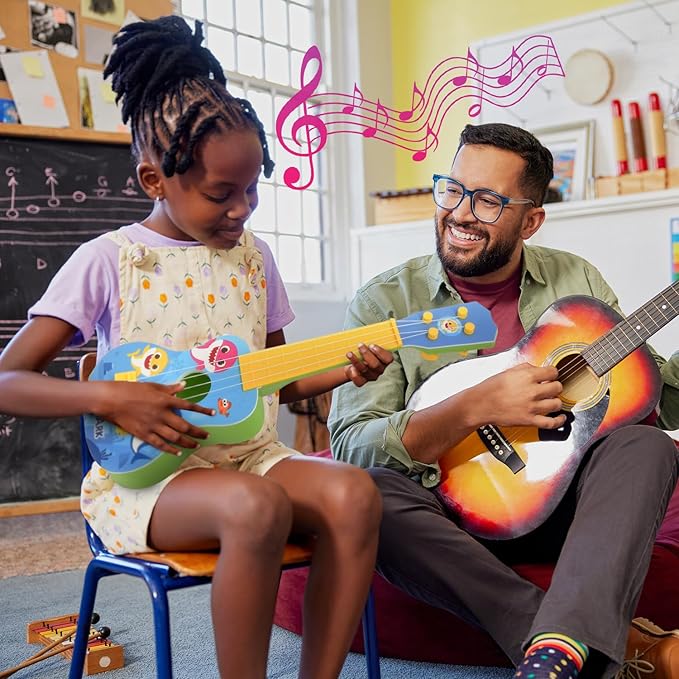 Baby Shark Kids Ukulele Musical Toys for Toddlers Party Guitar Ukulele Gift Play Instrument for Kids Boys Girls My First Musical Toy for Children-CubbioJoy