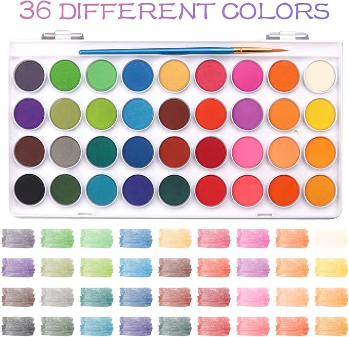 AROIC 36 Colors Watercolor Paint Set, Watercolor Pan Set with 10 Nylon Brushes and 6 Refillable Water Brushes. Perfect for Adults, Children and Beginner Artists.-CubbioJoy