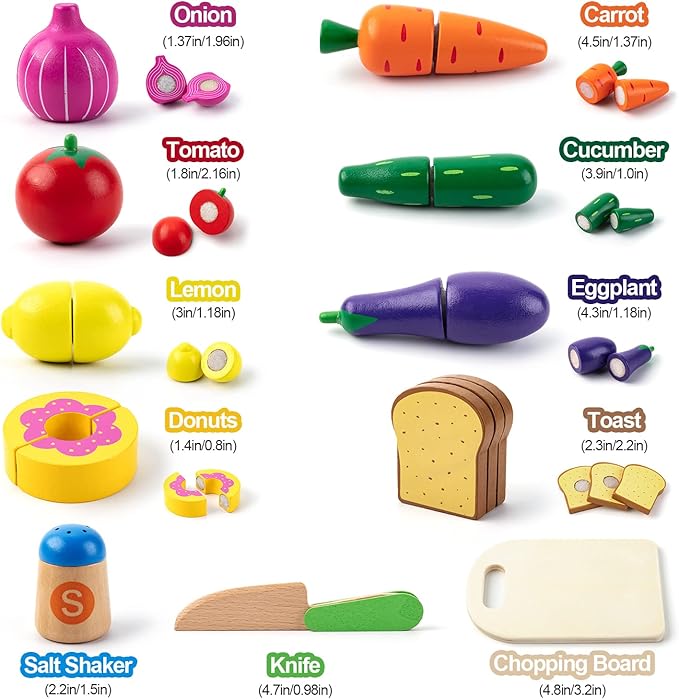 Juboury Pretend Play Kitchen Set - Toy Kitchen Accessories with Stainless Steel Cookware Pots and Pans, Plates, Cooking Utensils, Kids Chef Coat & Hat, Wooden Play Food for Kids, Girls, Boys, Toddlers-CubbioJoy