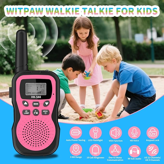3 Pcs Walkie Talkies for Kids Rechargeable 3 KM Handheld Walkie Talkies Long Range 22 Channel 2 Way Radio Birthday Party Gifts for 3-12 Years Old Girls Boys Outside Adventure Camping Hiking-CubbioJoy