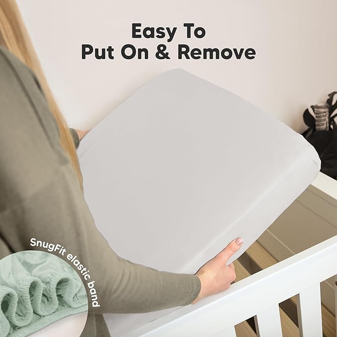 KeaBabies 2-Pack Organic Crib Sheets for Boys, Girls - 52x28 Fitted Crib Mattress Sheet Neutral, Breathable Jersey Cotton Cover for Baby Bed, Toddler Mattress, Soft & Cute Prints (Sage)-CubbioJoy