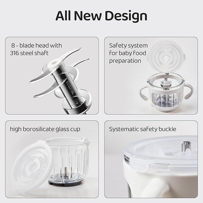 Baby Food Maker - Food Puree Processor, Fruits, Vegetables, Meats and Potatoes Mini Food Blender, Suitable for Avocados, Grapes and Strawberries Space Silver, 10 oz Gift Package-CubbioJoy