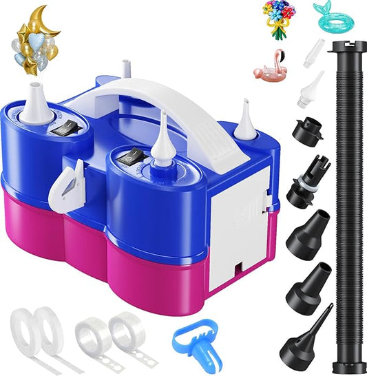 3-in-1 Electric Balloon Pump, Portable Air Pump for Latex 260q Foil Balloons, Dual Nozzle Balloon Blower Machine for Party Decoration, 110V AC Inflator Deflator for Inflatables Pool Floats Mattress-CubbioJoy