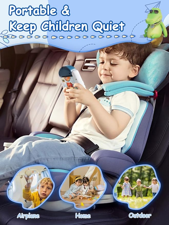 16-Piece Rotating Puzzles for Kids 4-6, Toddlers Puzzles 2-4, Road Trip, Airplane Activities Game, Travel Toys - Brain Teaser, Fine Motor Skills - Birthday Gifts Boys Girls - Dinosaur-CubbioJoy