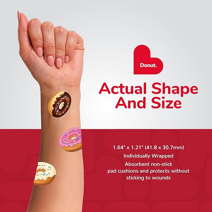 BioSwiss Bandages, Donut Shaped Self Adhesive Bandage, Latex Free Sterile Wound Care, Fun First Aid Kit Supplies for Kids, 24 Count-CubbioJoy