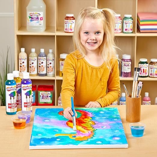 Colorations PLWS Liquid Watercolor Paint, 8 fl oz, Set of 8, Non-Toxic, Painting, Kids, Craft, Hobby, Fun, Water Color, Posters, Cool effects, Versatile, Gift-CubbioJoy