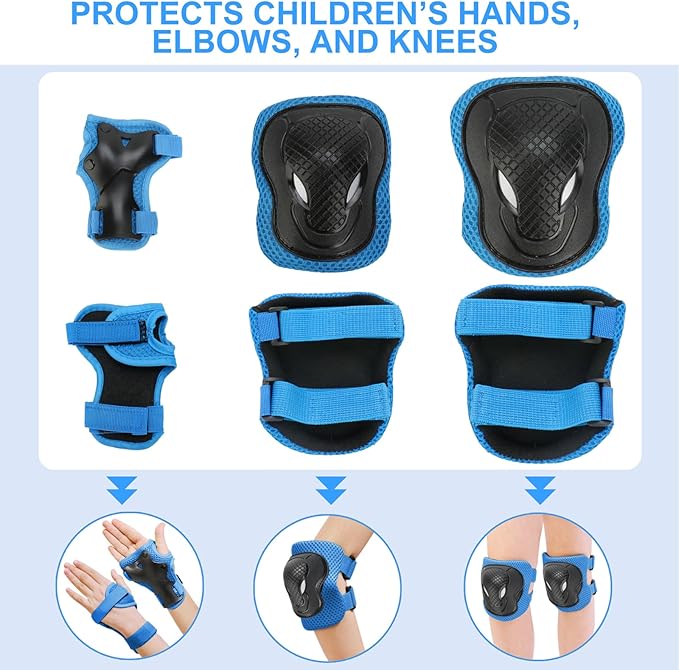 KAMUGO Kids Bike Helmet Set, Toddler Helmet for Ages 2-8 Boys Girls with Sports Protective Gear Set Knee Elbow Wrist Pads for Skateboard Cycling Scooter Rollerblading-CubbioJoy
