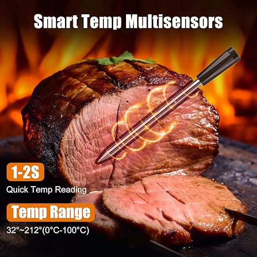 INSMART Wireless Smart Meat Thermometer,330FT Bluetooth Range,100% Waterproof,Precision Cooking Grilling,Multi Sensors,for BBQ,Oven,Grill,Kitchen,Smoker, Rotisserie Turkey Beef/iOS & Android App-CubbioJoy