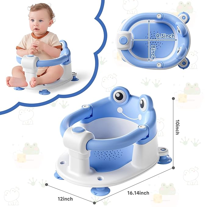 Baby Bath Seat for Babies 6 Months & up Non-Slip Toddler Bath Seats for Sitting Up Infant Bathtub Chair with Suction Cups and Soft Cushion for Baby Shower Tub Seat-CubbioJoy