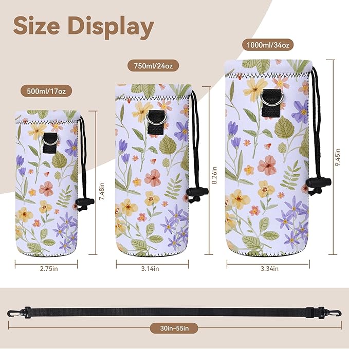 AUPET Water Bottle Sling Bag Carrier Crossbody Sleeve,Insulated Neoprene Bottle Case Holder Pouch Cover 500ML/17oz with Shoulder Strap for Walking Women Men-CubbioJoy