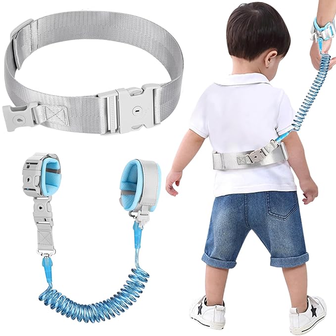 Accmor Reflective Toddler Belt Leash, 2 in1 Anti Lost Wrist Link for Baby, kid Anti Lost Waist Band Child Leash with Lock for Boys Girls, Child Walking Harness Wristband Rope Tether for Outdoor Travel-CubbioJoy