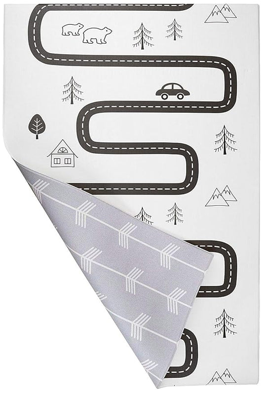 Baby Care Play Mat (Medium, Nordic Trails - Morning Fog Arrows) 73’’ x 49’’ Original One-Piece Reversible Rollable Waterproof Play Mat for Infants, Babies, Toddler, and Kids-CubbioJoy