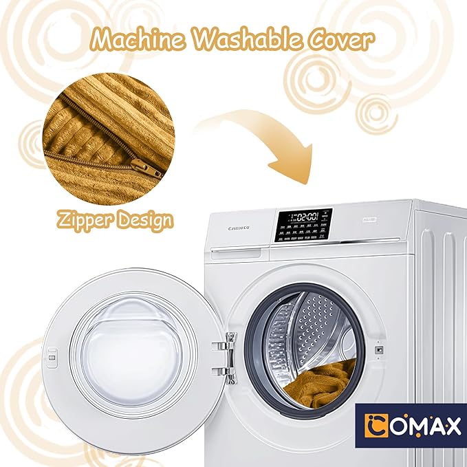 COMAX Kids Bean Bag Chair Turn into Beanbag Bed, Toddler Bean Chair Corduroy for Girl Boy Sleeping, Lazy Children Bean Bags with Filler, Convertible Child Floor Mattress, Yellow-CubbioJoy