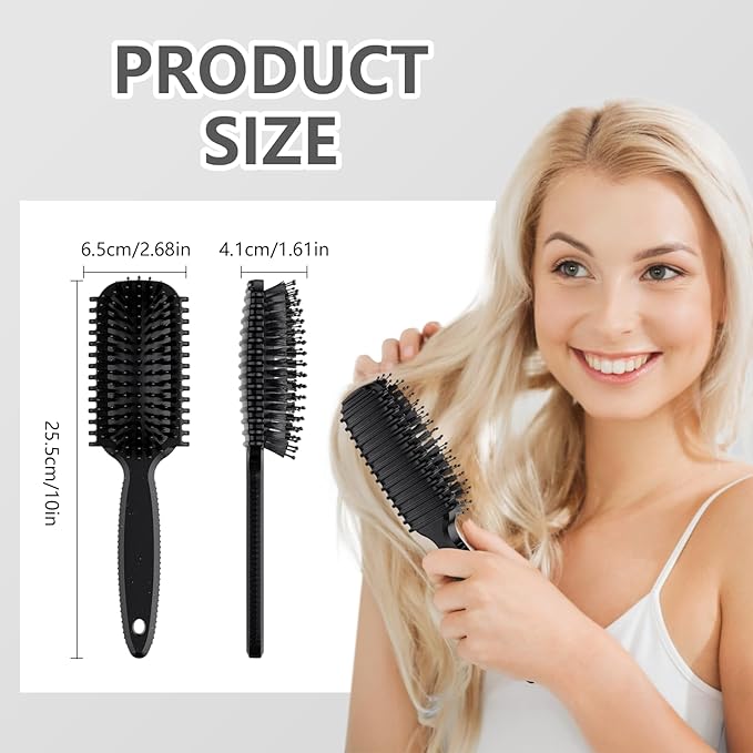 Curl Defining Brush, Curly Hair Brush, Slick Back Hair Brush, For Combing and Shaping Curls in All Hairstyles to Reduce Pulling (Black)-CubbioJoy