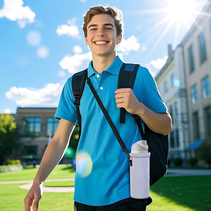 AUPET Water Bottle Sling Bag Carrier Crossbody Sleeve,Insulated Neoprene Bottle Case Holder Pouch Cover 500ML/17oz with Shoulder Strap for Walking Women Men-CubbioJoy