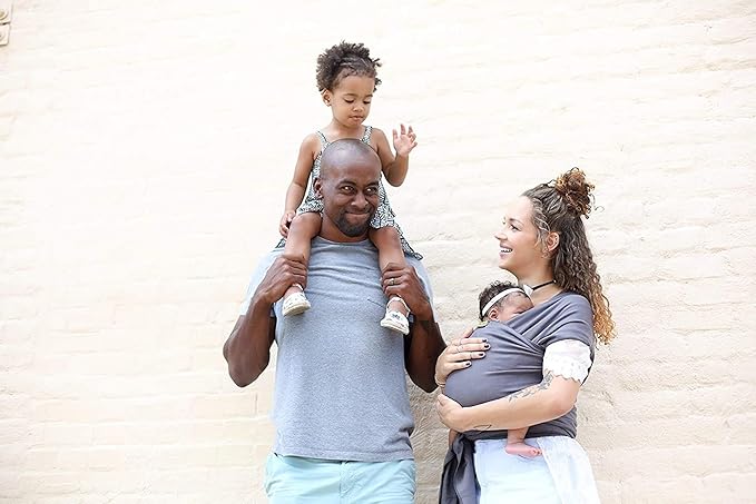 Boba Baby Wrap Carrier – Original Baby Sling Carrier for Newborns (7–35 lbs), Soft, Secure, Hands-Free & Ergonomic, Ideal for Comfortable Bonding, New Parents (Organic Dark Grey)-CubbioJoy