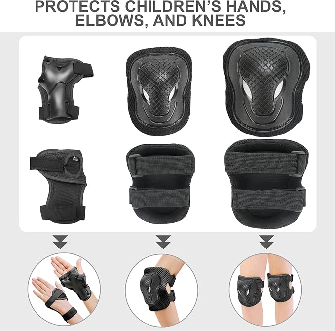 KAMUGO Kids Bike Helmet Set, Toddler Helmet for Ages 2-8 Boys Girls with Sports Protective Gear Set Knee Elbow Wrist Pads for Skateboard Cycling Scooter Rollerblading-CubbioJoy