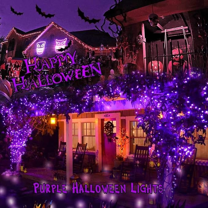 Brizled Purple Halloween Lights, 33ft 100 LED Halloween Lights Outdoor, Connectable Purple String Light 120V UL Certified Christmas Tree Light, Indoor Xmas Light for Xmas Tree Party Home Decorations-CubbioJoy