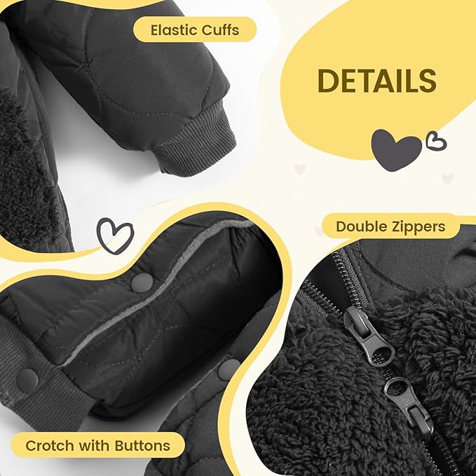 JiAmy Baby Snowsuit Newborn Winter Clothes Coat Romper Windproof Fleece Hat Zipper Baby Bear Outfit-CubbioJoy