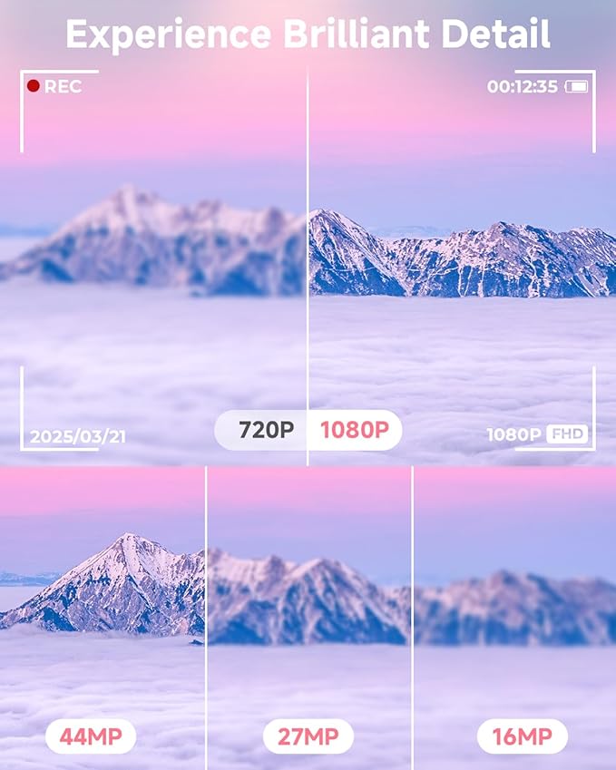 Digital Camera, 44MP FHD 1080P, 16X Zoom, 32GB SD Card, Compact Camera for Kids Teens Adults, Pink-CubbioJoy