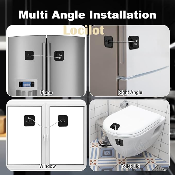 3 Pack Fridge Lock for Kids, Traceless Refrigerator Lock for Adults, Child Proof Cabinet Locks Baby Proofing, Drawer Freezer Locks for Fridge Refrigerator (Black)-CubbioJoy