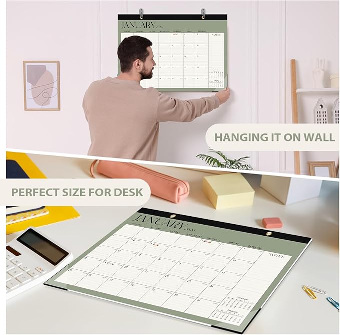 Desk Calendar 2025-2026, Runs Until December 2026 - Large Size 17" x 12" Desktop/Wall Monthly Calendar with To Do List, Personal Desk Calendar Planner for Home, School, Office-CubbioJoy