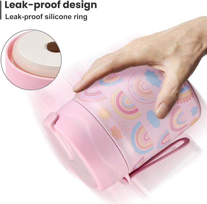 17oz Soup Thermo for Hot Food Kids,Insulated Food Jar with Spoon,Thermo Hot Food Lunch Container,Wide Mouth Leakproof Stainless Steel Lunch Box for School-Rainbow-CubbioJoy