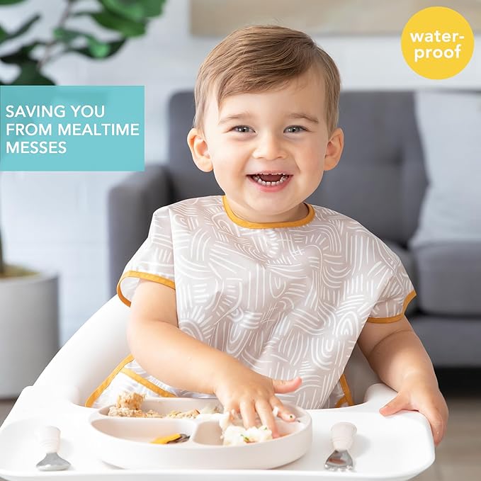 Bumkins Bibs - Toddler Bibs, Waterproof, Large for 1-3 Years, Short Sleeve-CubbioJoy