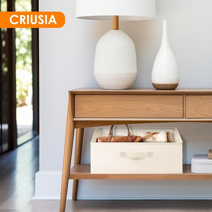 Criusia Closet Organizers Bins 4 Pack - Large Closet Shelf Organizer with Handles - Fabric Trapezoid Home Organization and Storage Baskets for Organizing Clothes Toy Blanket Towel Purse Hats-CubbioJoy