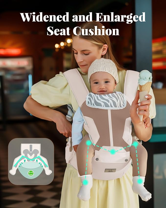 Baby Carrier Newborn to Toddler, 6-in-1 Baby Carrier, Adjustable Detachable Infant Baby Hip Seat Carrier for 7-50lbs-CubbioJoy