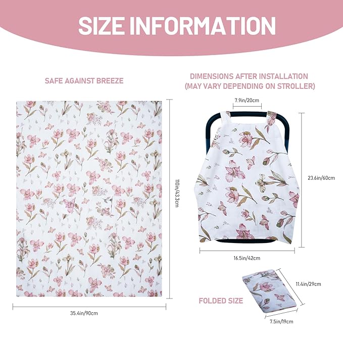 80S Muslin Car Seat Cover for Babies - Soft & Breathable Infant Carrier Canopy, Lightweight Sunshade for Summer, Universal Fit for Baby Boys & Girls-CubbioJoy