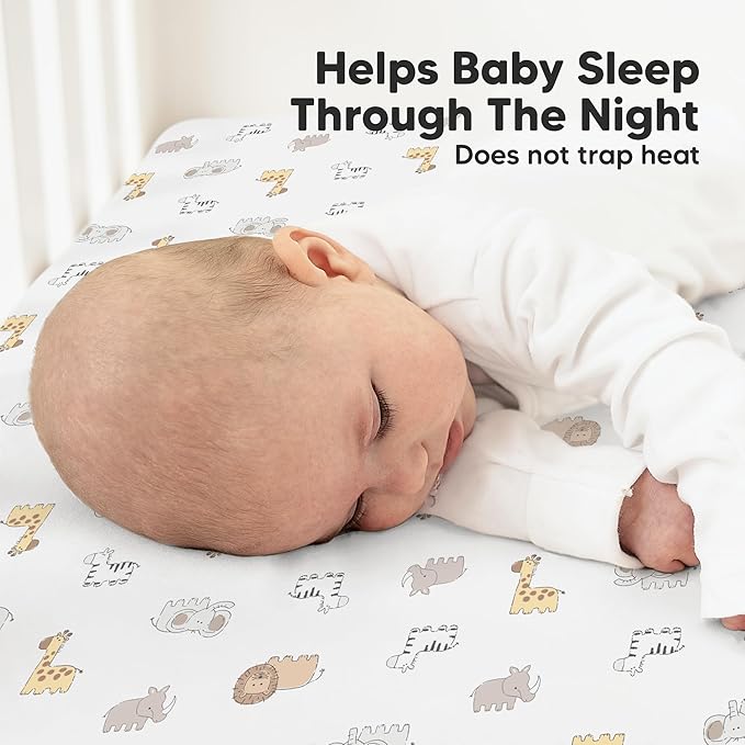 KeaBabies 2-Pack Organic Crib Sheets for Boys, Girls - 52x28 Fitted Crib Mattress Sheet Neutral, Breathable Jersey Cotton Cover for Baby Bed, Toddler Mattress, Soft & Cute Prints (KeaSafari)-CubbioJoy