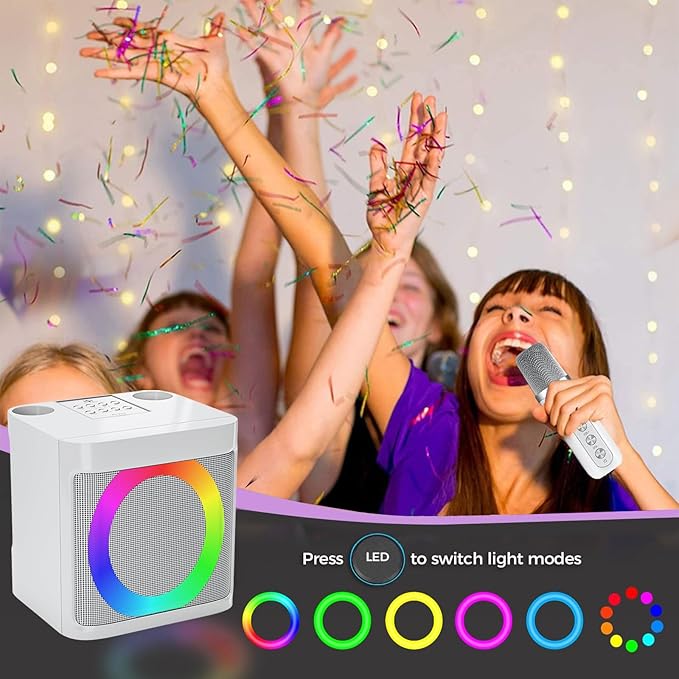 Karaoke Machine for Kids Adults - Portable Bluetooth Speaker with 2 Wireless Microphones, Singing Machine for Party, Birthday Gifts for Girls Boys Ages 4, 5, 6, 7, 8, 9, 10, 11, 12+ Years Old-CubbioJoy