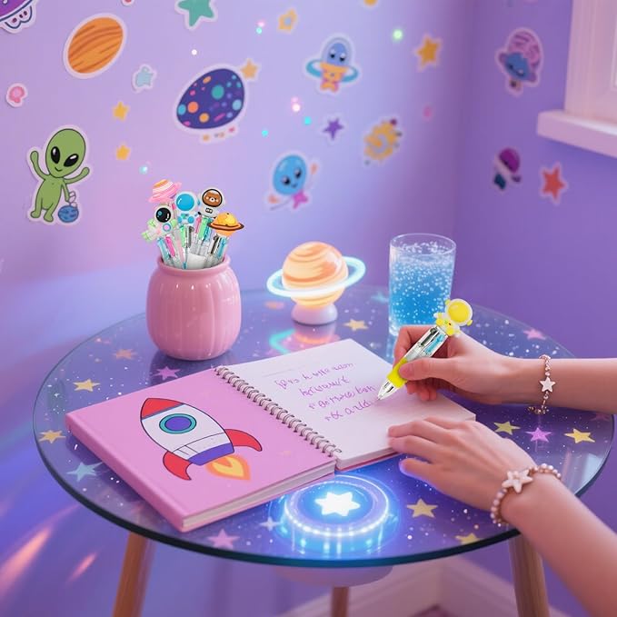 30Pcs Mini Multicolor Pens in One 4-in-1 Cute Pens Bulk for Kids, Ballpoint Pen for Birthdays and Children's Parties, Fun Gifts Assorted Ink Kawaii Pen(Space)-CubbioJoy