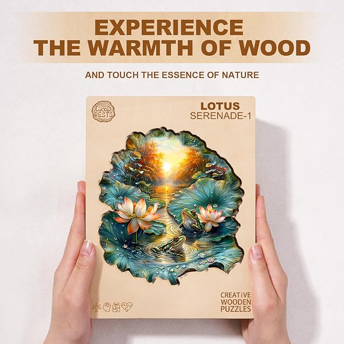 Jigfoxy Wooden Puzzles for Adults, Lotus Wood Puzzles Adult, Unique Animal Shape Wooden Jigsaw Puzzles for Adults, Birthday Gifts for Puzzle Lovers, Family, Friend (S-8.5 * 7.9in-100pcs)-CubbioJoy