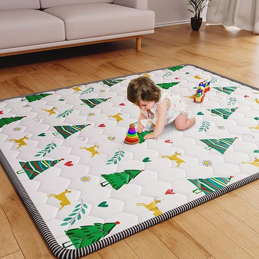 Baby Play Mat 50" X 50" Playpen Mat Thicken One-Piece Baby Crawling Mat Non-Slip Cushioned Baby Floor Play Mat Activity Playmats for Babies and Toddlers Infants Play & Tummy Time (50x50, Tree)-CubbioJoy