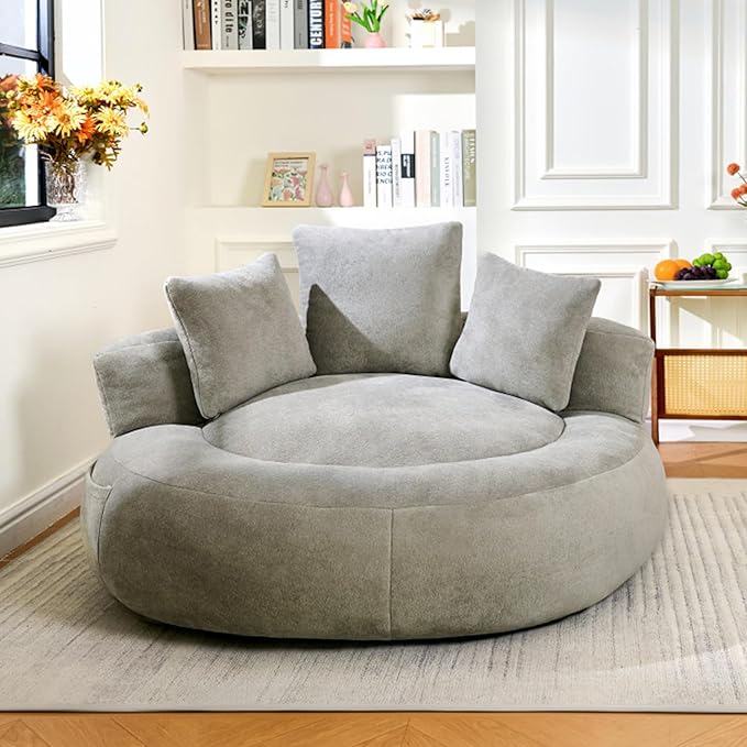 Bean Bag Chair for Adults, Comfortable Bean Bag Sofa with Back Support and Pillows, Giant Bean Bag Chairs Suitable for Living Rooms, Bedrooms and Apartments -Light Gray-CubbioJoy