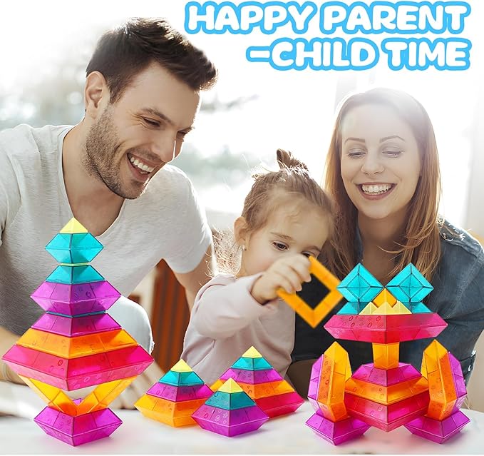 Building Block Sets for Kids 3 4 5 6 Year Old, 30 Pcs Stacking Blocks Toys for Boys Girls, STEM Preschool Learning Activities Educational Light Table Toys Gifts for Toddlers Children-CubbioJoy