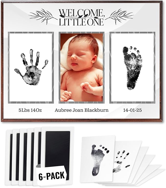 Inkless Hand and Footprint Kit, Baby Keepsake Plaque & Baby Shower Gifts - Ideal as Mom To Be Gift, Nursery Picture Frames, Clean Touch Hand and Footprint Kit (Style 1 - Design 1)-CubbioJoy