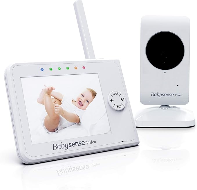 Babysense 3.5" Screen, Video Baby Monitor with Camera and Audio, 960ft Range (Open Space), Night Light, Two-Way Audio, Zoom, Night Vision, Lullabies-CubbioJoy