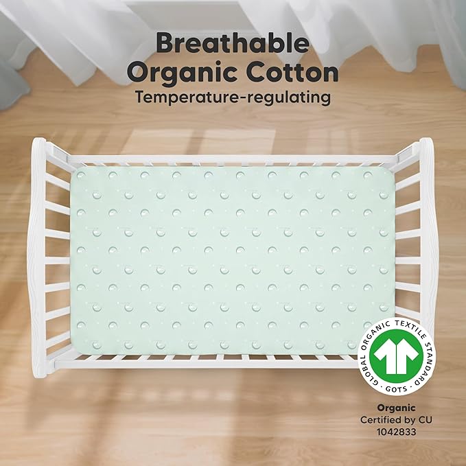 KeaBabies 2-Pack Organic Crib Sheets for Boys, Girls - 52x28 Fitted Crib Mattress Sheet Neutral, Breathable Jersey Cotton Cover for Baby Bed, Toddler Mattress, Soft & Cute Prints (Lunaris)-CubbioJoy