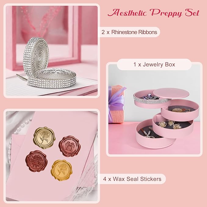 CONBOLA Jewelry Holder Organizer, Christmas Gifts Ideas for Women, Small Jewelry Storage Box Earring Holder, 5-Layer Rotating Jewelry Storage Tray with Lid for Bracelets Rings Bracelets-CubbioJoy