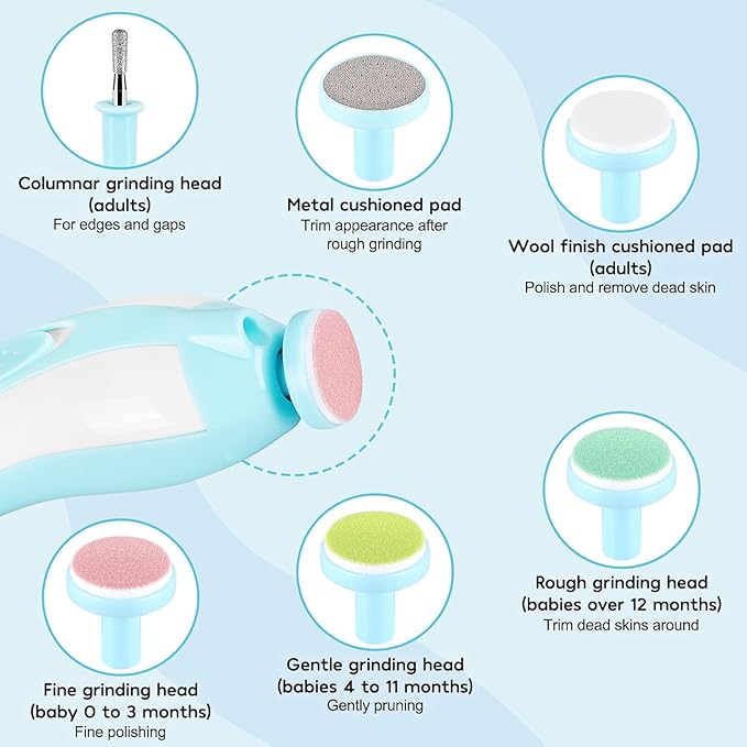 Baby Nail Trimmer Electric,Baby Nail Clippers, 6 in 1 Baby Nail File,Nail File Baby Grooming Kit Manicure Set for Toddler or Adults-CubbioJoy