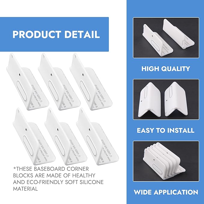 6 Pcs Self Adhesive Silicone Corner Protectors Cute Elephant Pattern Edge Guards Safety Baseboard Corner Blocks Decotive Baby Proofing Corner Cushion for Wall, Furniture & Sharp Corners -White-CubbioJoy